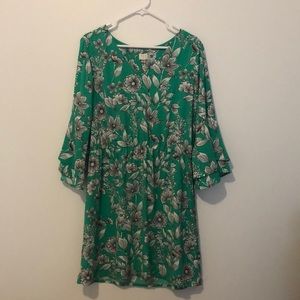 Green Floral Dress, Size Large